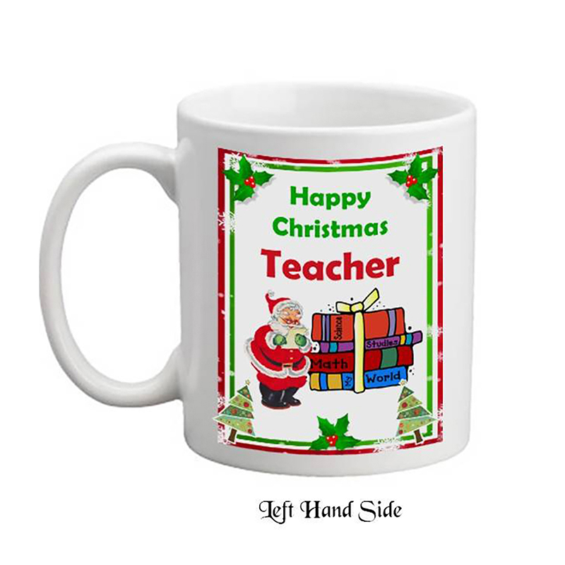 Customised Christmas Teacher Mug Gift - Santa & Books